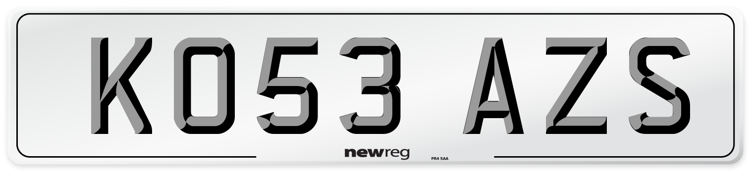 KO53 AZS Number Plate from New Reg